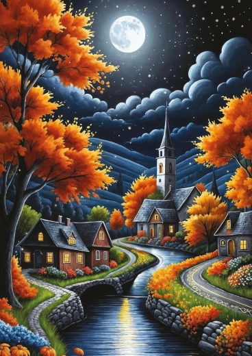 Puzzle ART PUZZLE Kouzelná podzimní noc 1000 dílků
