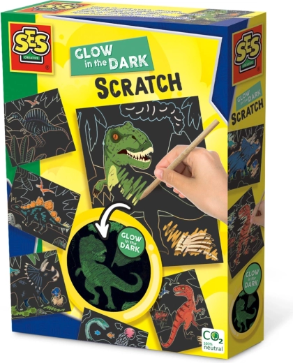 Vyškrabávací obrázky dinosauři svítící ve tmě