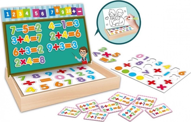 Edukační magnetické puzzle číslice v dřevěném boxu
