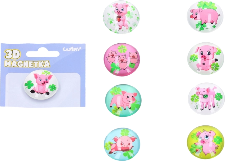 Skleněný magnet prasátko pro štěstí 3,5 cm