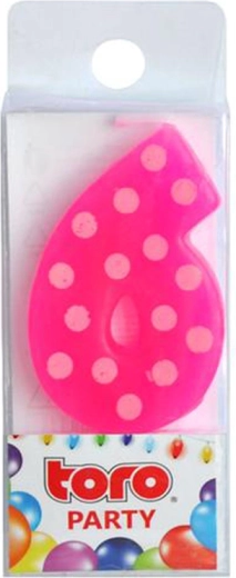 Dortová svíčka číslice 6 TORO zapichovací 4,5 cm