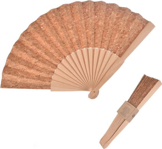 Vějíř z korku a dřeva 23 cm