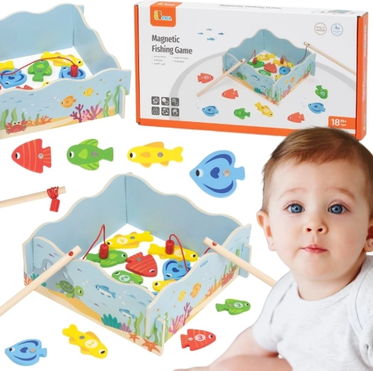 Dřevěná magnetická hra rybaření VIGA