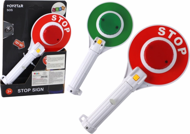 Dětská policejní plácačka oboustranná se světly stop/jeď