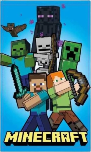 Dětský ručník Minecraft 30 × 50 cm se Stevem, Alex, Creeperem a Endermanem
