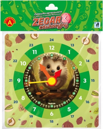 Vzdělávací hodiny s ježkem pro učení času 23 × 23 cm