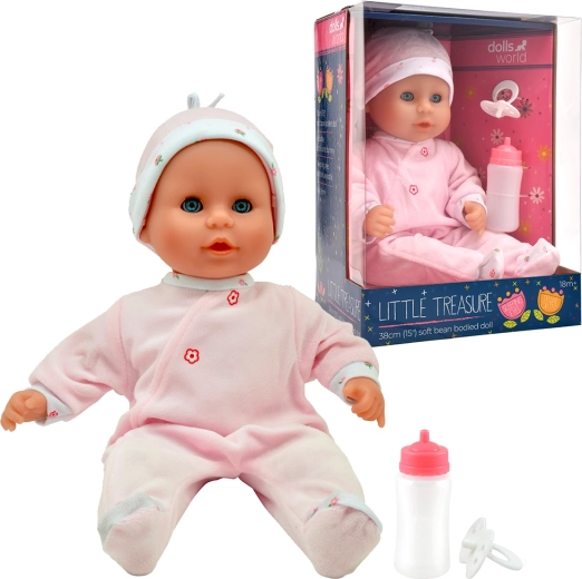 Dolls World miminko Little Treasure Pink se zavíracími očima 38 cm
