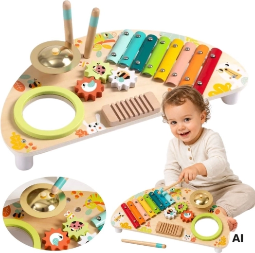 Tooky Toy multifunkční hudební centrum ze dřeva pro děti
