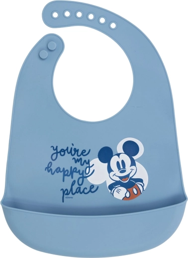 Mickey Mouse silikonový bryndák full of smiles 30 cm