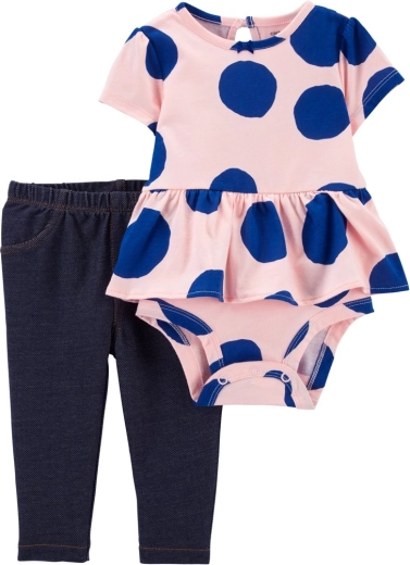 Carter's 2dílná sada pro miminko – body s krátkým rukávem a legíny PinkBlue Dots, velikost 56