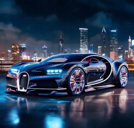 Norimpex diamantové malování černý Bugatti Chiron 30 × 40 cm