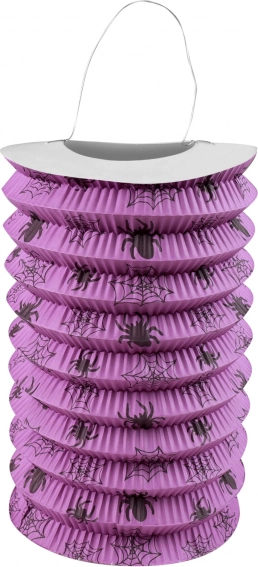 Halloweenský papírový lampion s pavouky 15 cm