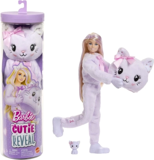 Barbie Cutie Reveal fialové koťátko – sladká mašle