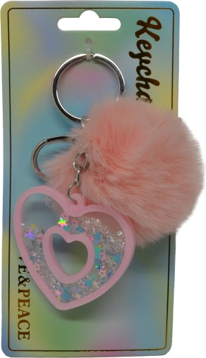 Růžový přívěsek na klíče ve tvaru srdce