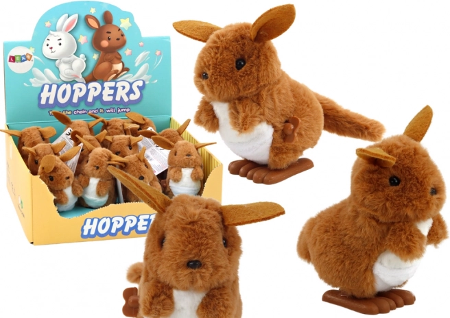 Nakrucovaný skákající plyšový klokan hnědý