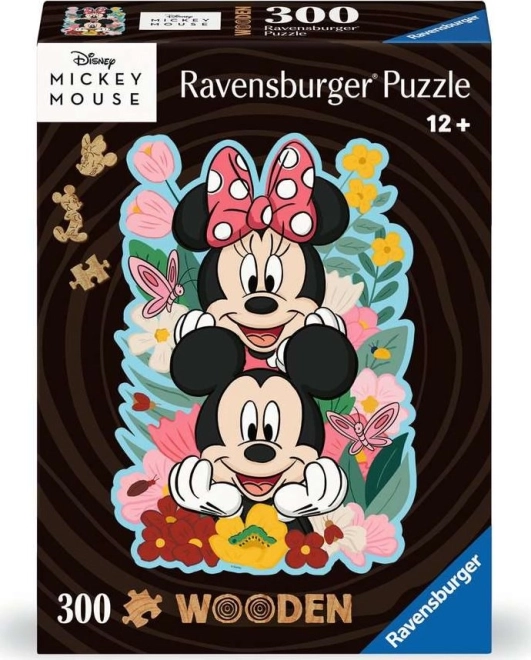Ravensburger dřevěné obrysové puzzle Mickey a Minnie 300 dílků