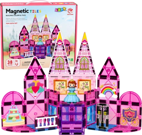 Magnetické stavební kostky – princeznin zámek 38 ks (růžové)