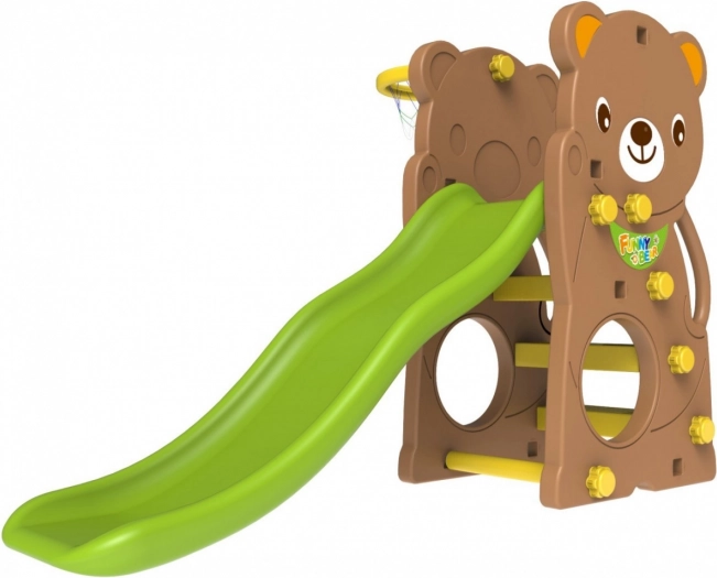 Zahradní skluzavka 2v1 s basketbalem pro děti Medvídek s klouzačkou 136 cm