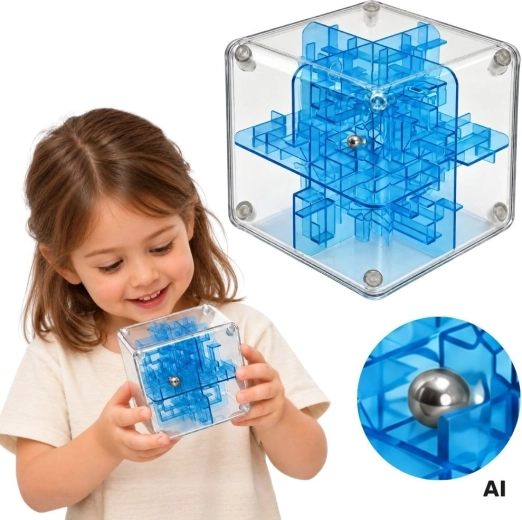Woopie 3D logický labyrint s kuličkou modrý