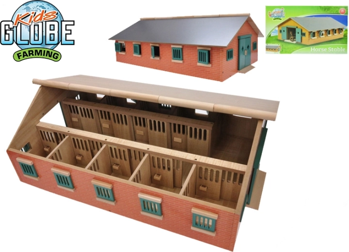 Kids Globe dřevěná stáj pro koně 1:32