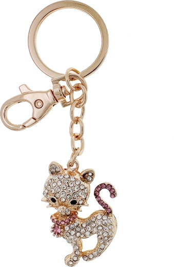 Přívěsek na klíče diamantová kočka