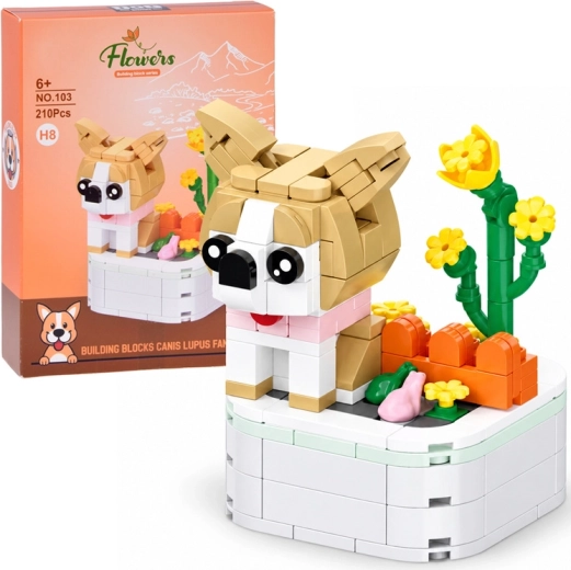Stavebnice pejsek Shiba Inu na podstavci, 210 dílků