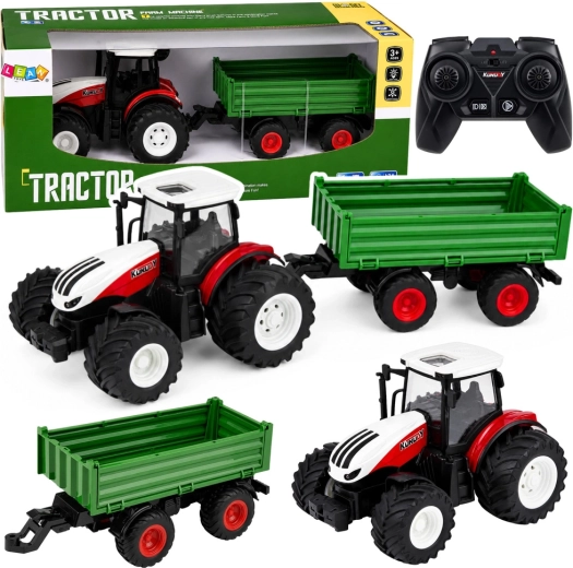 Traktor na dálkové ovládání s vyklápěcí přívěsem 1:24 se světly a zvuky