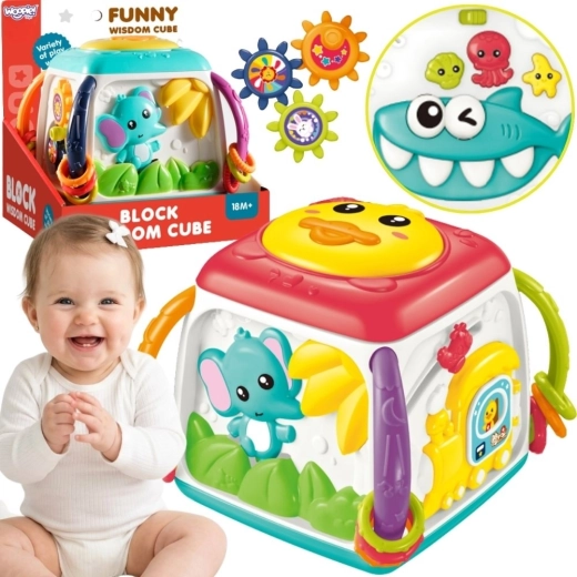 Woopie Baby interaktivní multifunkční vzdělávací kostka 18m+