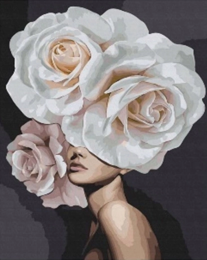 Diamantové malování Zahalená v růžích 30 × 40 cm