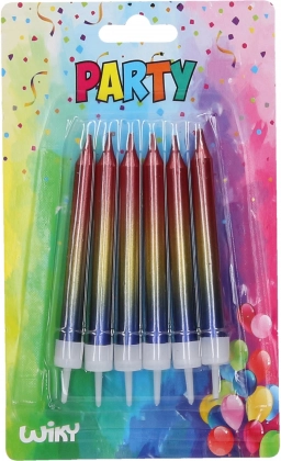 Metalické svíčky se stojánky - 6 kusů