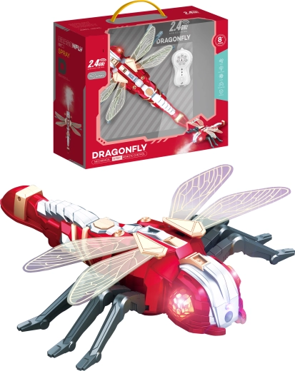 Robotická vážka Dragonfly na dálkové ovládání s vodní mlhou, programováním a LED osvětlením