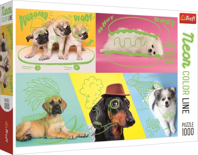 Puzzle 1000 ks Neon Color Line - Blázniví psi