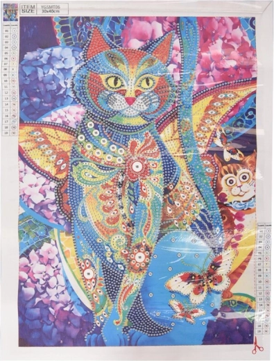 Diamantové malování svítící kočka 30 × 40 cm