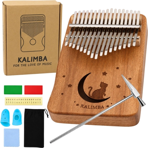 Kalimba s 17 klávesami – dřevěné palcové piano s příslušenstvím
