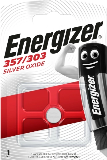 Hodinková baterie ENERGIZER 357/303, stříbrooxidová, 1,55 V, 138 mAh