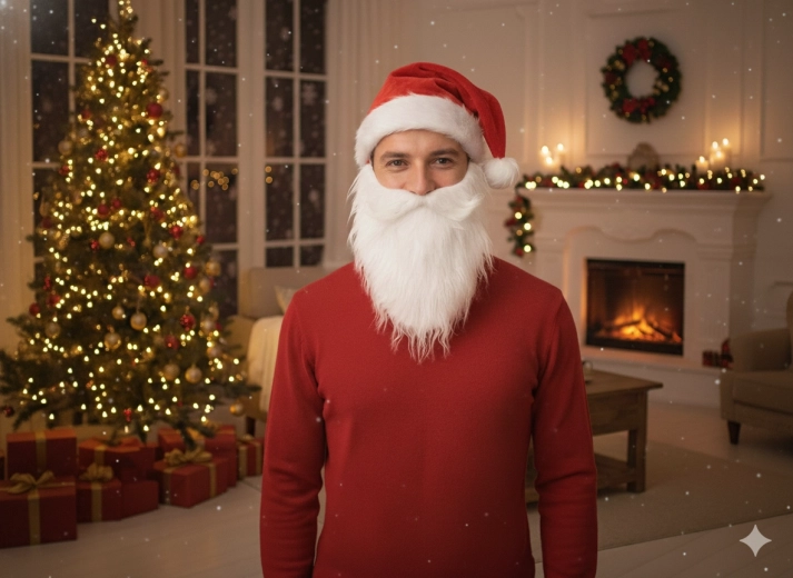 Mikulášská čepice s plnovousem