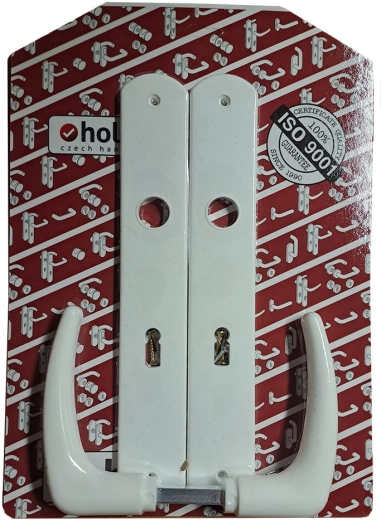 Dveřní klika Klasik se štítkem XXL, bílá, pro dozický zámek 90 mm