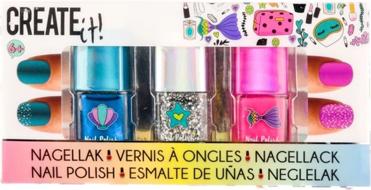 Create It! lak na nehty Mermaid – sada 3 barev s třpytkami