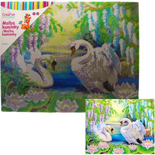Diamantové malování – labutě 40 × 50 cm