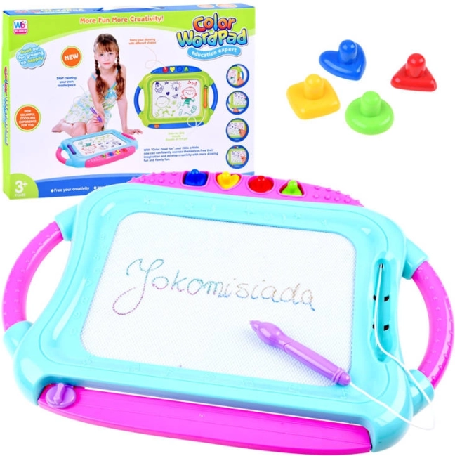 Barevná magnetická kreslicí tabule se razítky – Znikopis