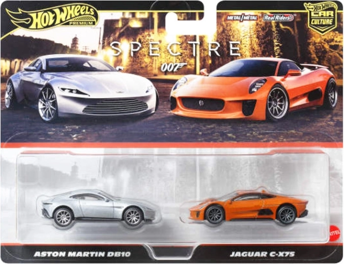 Hot Wheels Premium sada modelů Jaguar C-X75 a Aston Martin DB10 (James Bond)
