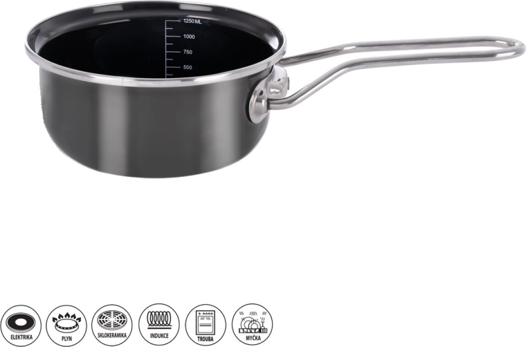 Smaltovaný rendlík METALIC s lemem 18 cm