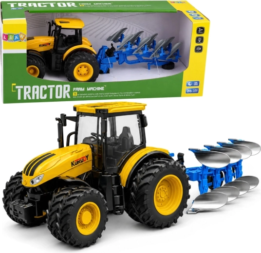 Zemědělský traktor s víceradličným pluhem 1:24 se světly a zvuky