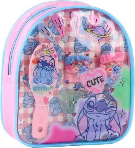 Dětská sada vlasových doplňků STITCH v průhledném batůžku