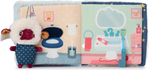 Textilní knížka s prstovou loutkou – dobrou noc s ovečkou YVON od LILLIPUTIENS