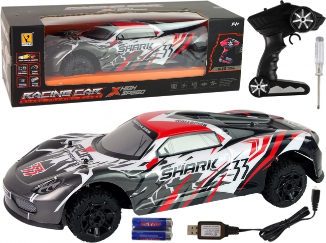 RC sportovní auto 1:8 šedé a bílé SHARK