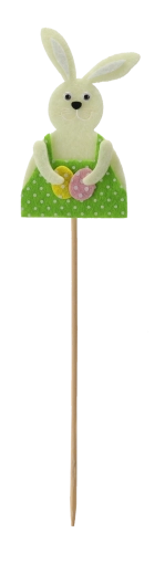 Velikonoční dekorace na špejli – zajíček 6 × 9 cm, mix 3 motivů (12 ks)