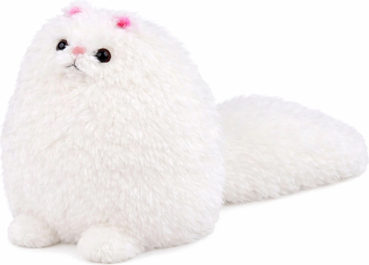 Plyšová kočka s dlouhým ocasem, bílá 30 x 30 cm