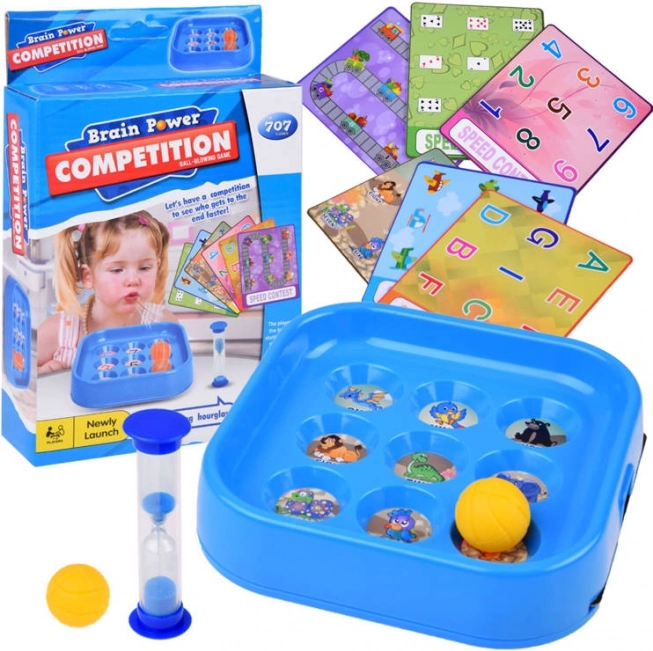 Dětská hra Brain Power – foukací rychlostní soutěž s čísly a abecedou