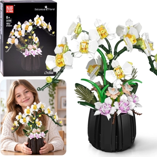 Stavebnice orchidej v květináči Mould King (1014+ dílků)